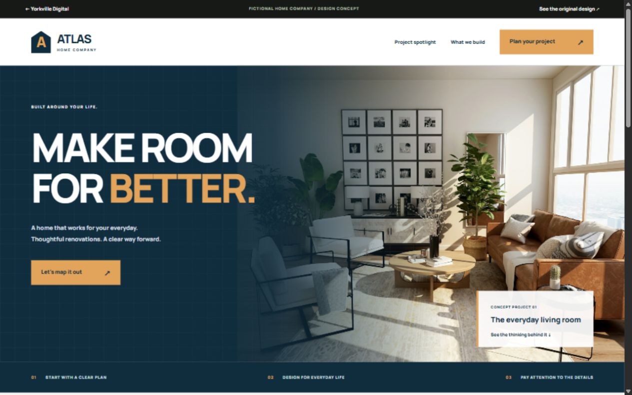 Fictional Atlas Home Co. home-services website concept by Yorkville Digital